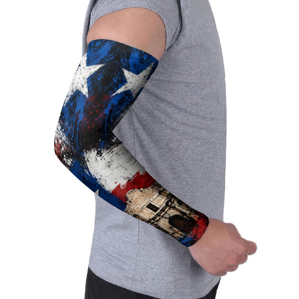 Texas Remember The Alamo Arm Sleeves Distressed Splatter Paint Texan Pride