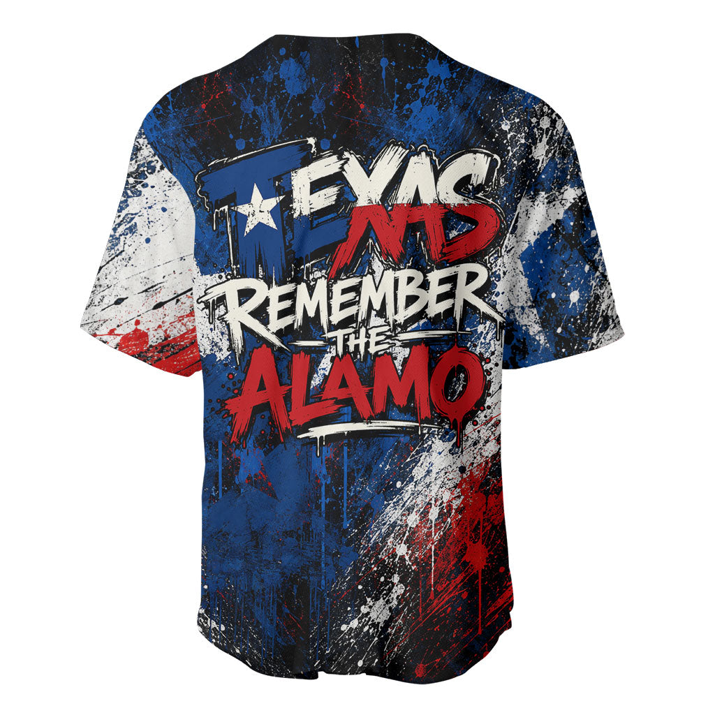 Texas Remember The Alamo Baseball Jersey Distressed Splatter Paint Texan Pride