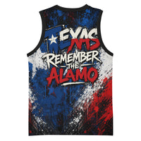 Texas Remember The Alamo Basketball Jersey Distressed Splatter Paint Texan Pride