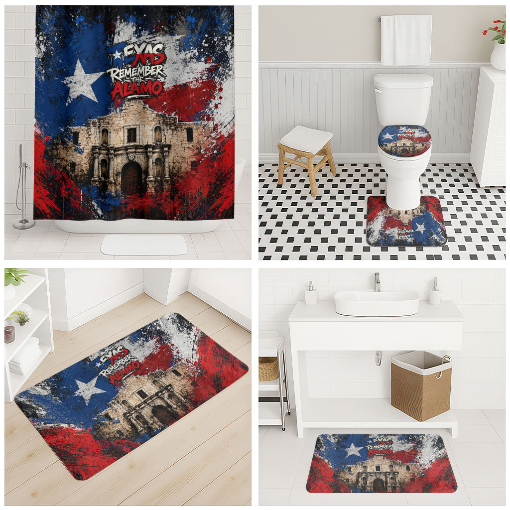 Texas Remember The Alamo Bathroom Set Distressed Splatter Paint Texan Pride