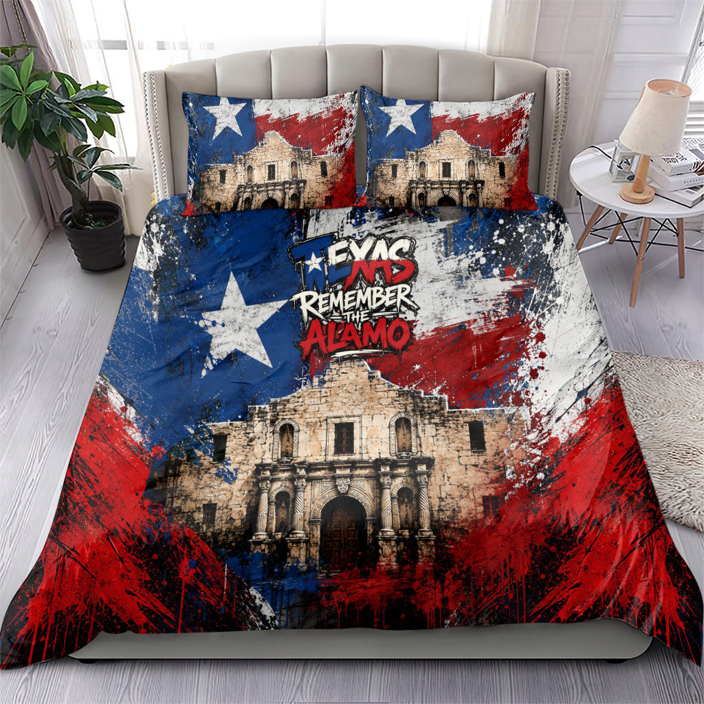 Texas Remember The Alamo Bedding Set Distressed Splatter Paint Texan Pride