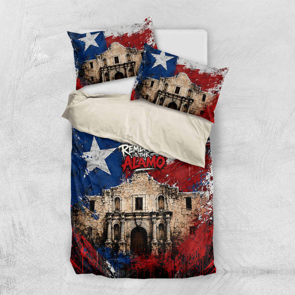 Texas Remember The Alamo Bedding Set Distressed Splatter Paint Texan Pride