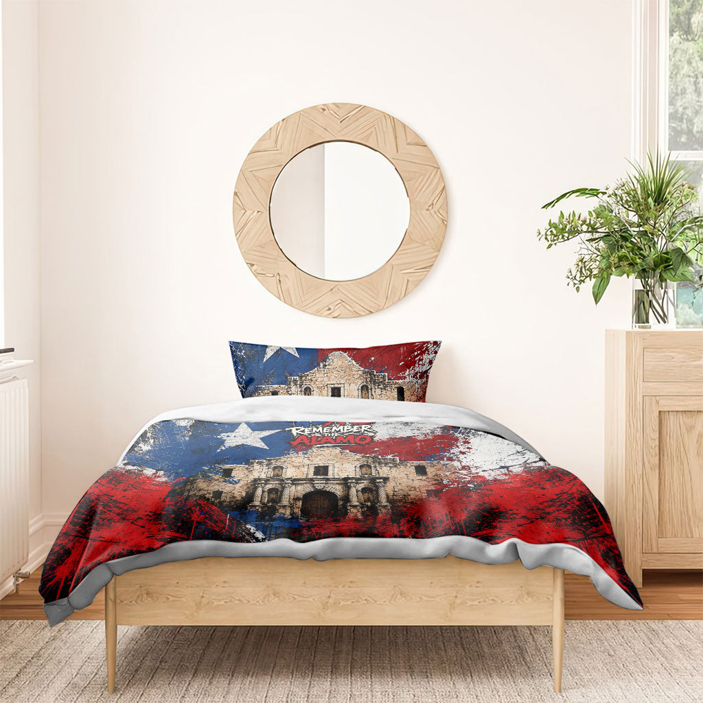 Texas Remember The Alamo Bedding Set Distressed Splatter Paint Texan Pride