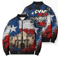 Texas Remember The Alamo Bomber Puffer Jacket Distressed Splatter Paint Texan Pride
