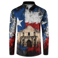 Texas Remember The Alamo Button Sweatshirt Distressed Splatter Paint Texan Pride