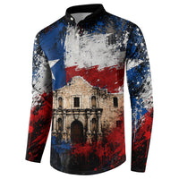 Texas Remember The Alamo Button Sweatshirt Distressed Splatter Paint Texan Pride