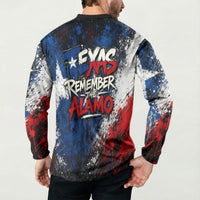 Texas Remember The Alamo Button Sweatshirt Distressed Splatter Paint Texan Pride