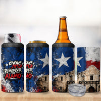 Texas Remember The Alamo 4 in 1 Can Cooler Tumbler Distressed Splatter Paint Texan Pride
