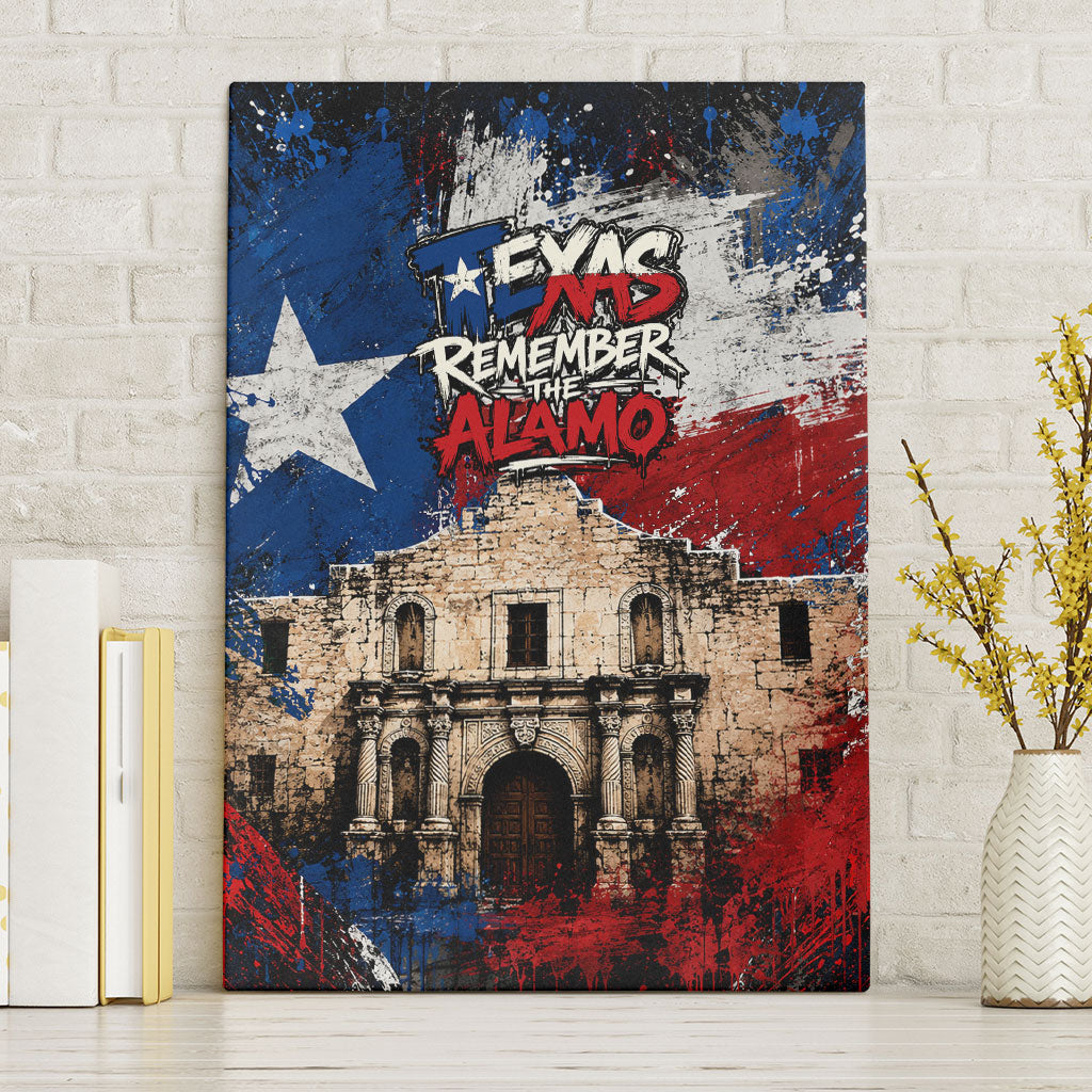 Texas Remember The Alamo Canvas Wall Art Distressed Splatter Paint Texan Pride
