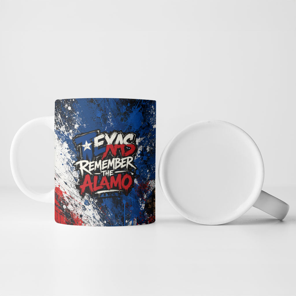 Texas Remember The Alamo Ceramic Mug Distressed Splatter Paint Texan Pride