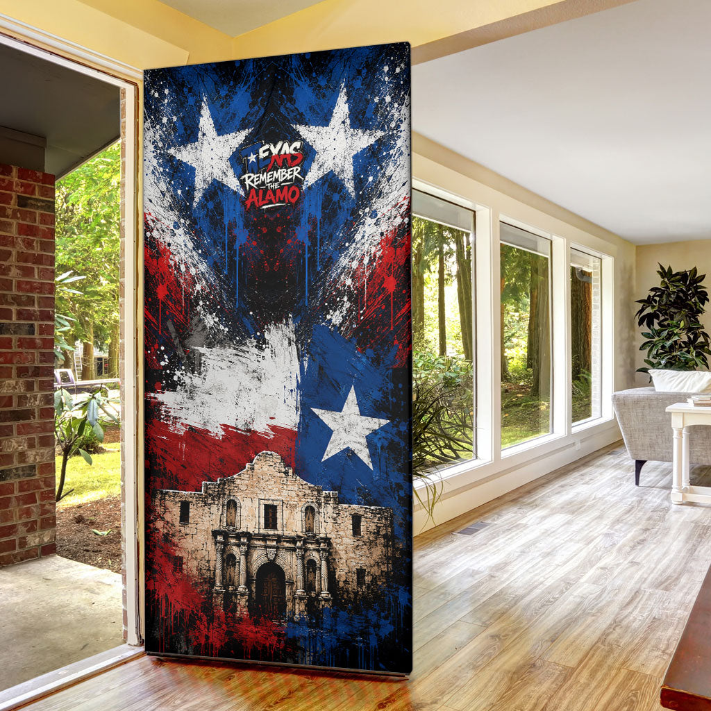 Texas Remember The Alamo Door Cover Distressed Splatter Paint Texan Pride