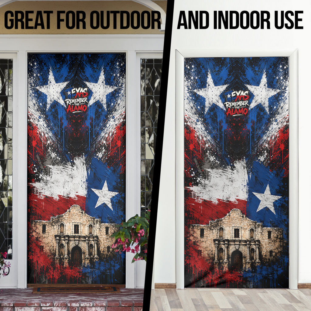 Texas Remember The Alamo Door Cover Distressed Splatter Paint Texan Pride