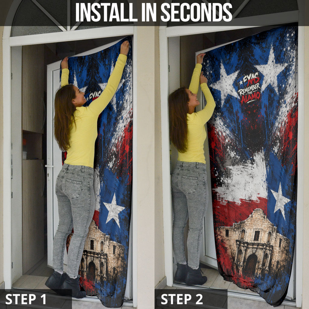 Texas Remember The Alamo Door Cover Distressed Splatter Paint Texan Pride