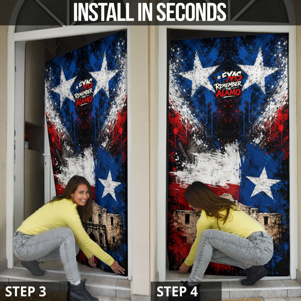 Texas Remember The Alamo Door Cover Distressed Splatter Paint Texan Pride