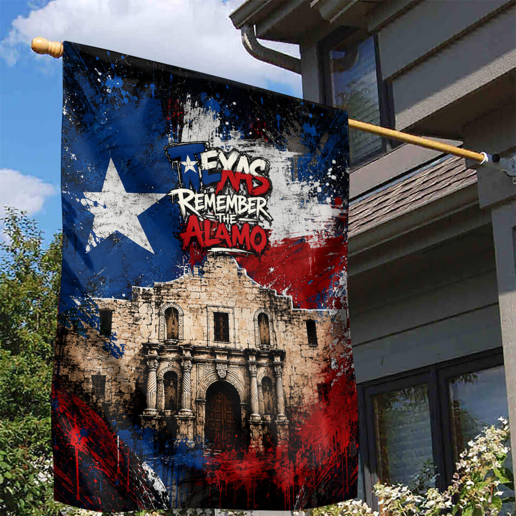 Texas Remember The Alamo Garden Flag Distressed Splatter Paint Texan Pride