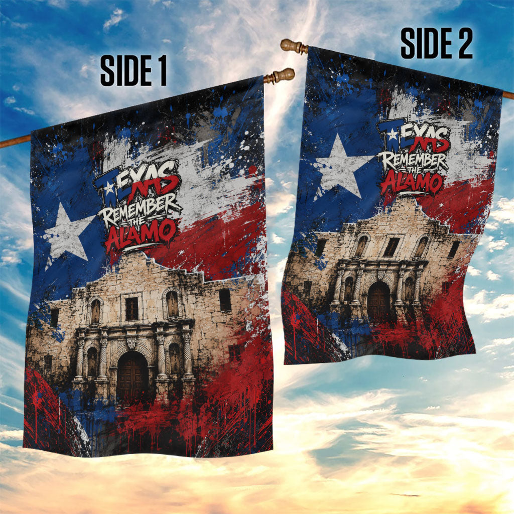 Texas Remember The Alamo Garden Flag Distressed Splatter Paint Texan Pride