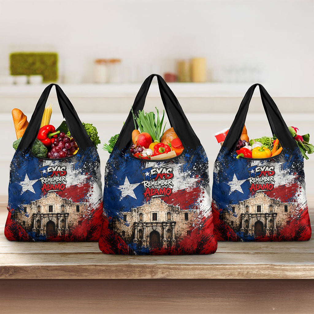 Texas Remember The Alamo Grocery Bag Distressed Splatter Paint Texan Pride