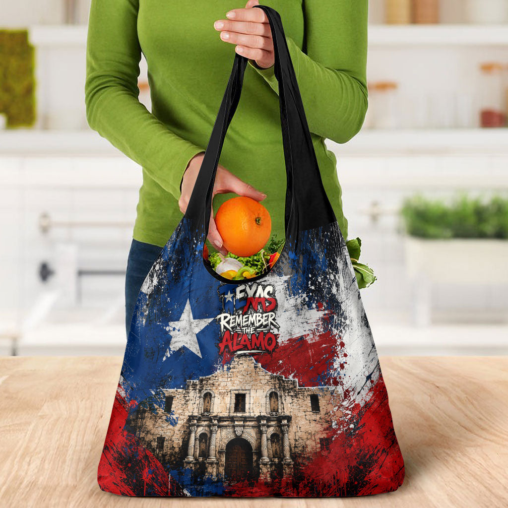 Texas Remember The Alamo Grocery Bag Distressed Splatter Paint Texan Pride