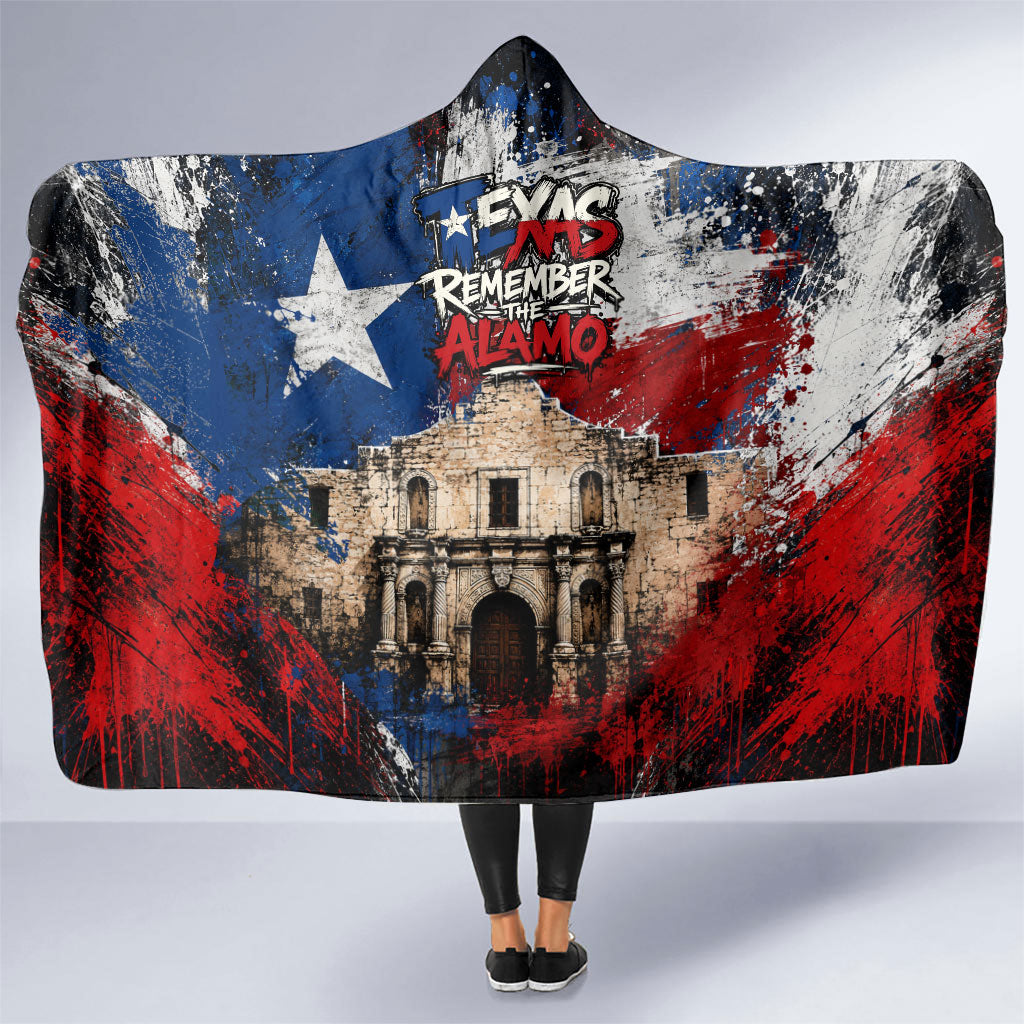 Texas Remember The Alamo Hooded Blanket Distressed Splatter Paint Texan Pride