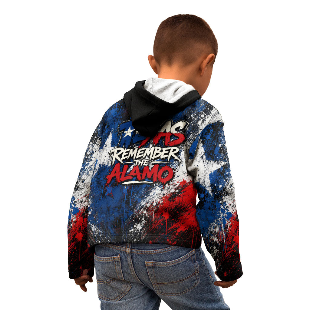 Texas Remember The Alamo Kid Hoodie Distressed Splatter Paint Texan Pride