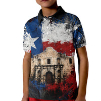 Texas Remember The Alamo Kid Polo Shirt Distressed Splatter Paint Texan Pride