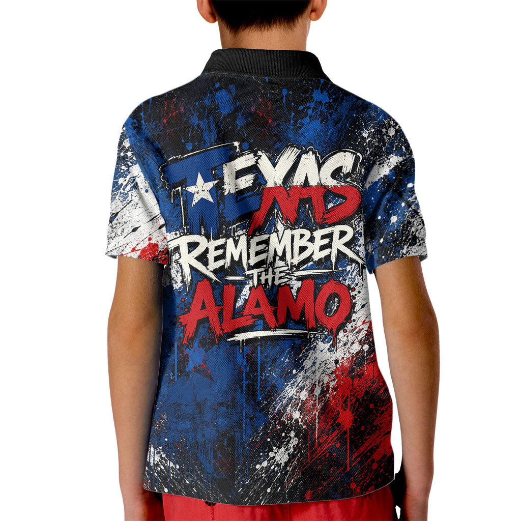 Texas Remember The Alamo Kid Polo Shirt Distressed Splatter Paint Texan Pride