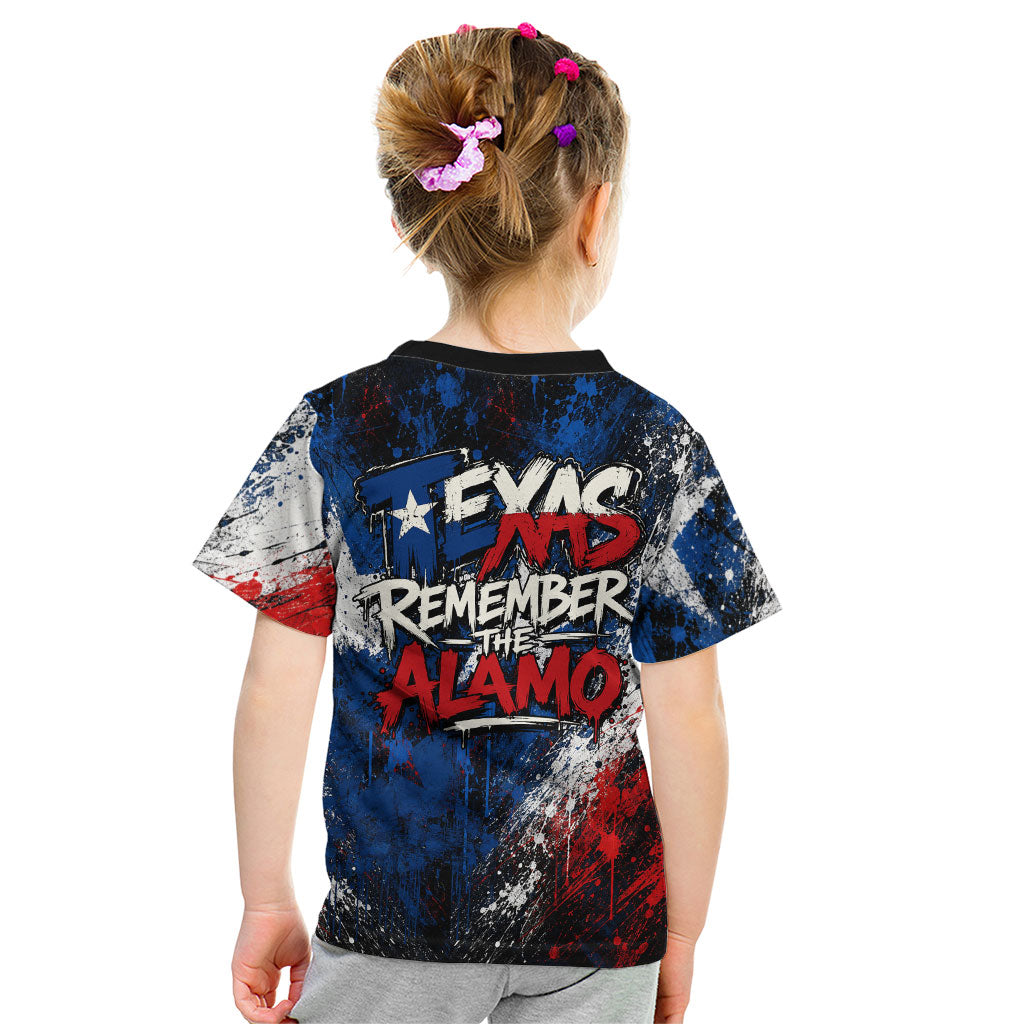 Texas Remember The Alamo Kid T Shirt Distressed Splatter Paint Texan Pride