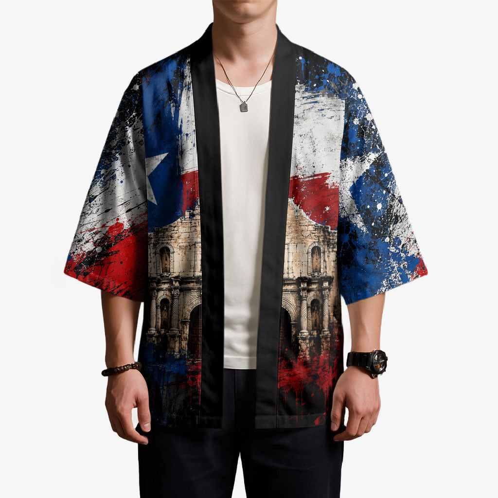 Texas Remember The Alamo Kimono Distressed Splatter Paint Texan Pride