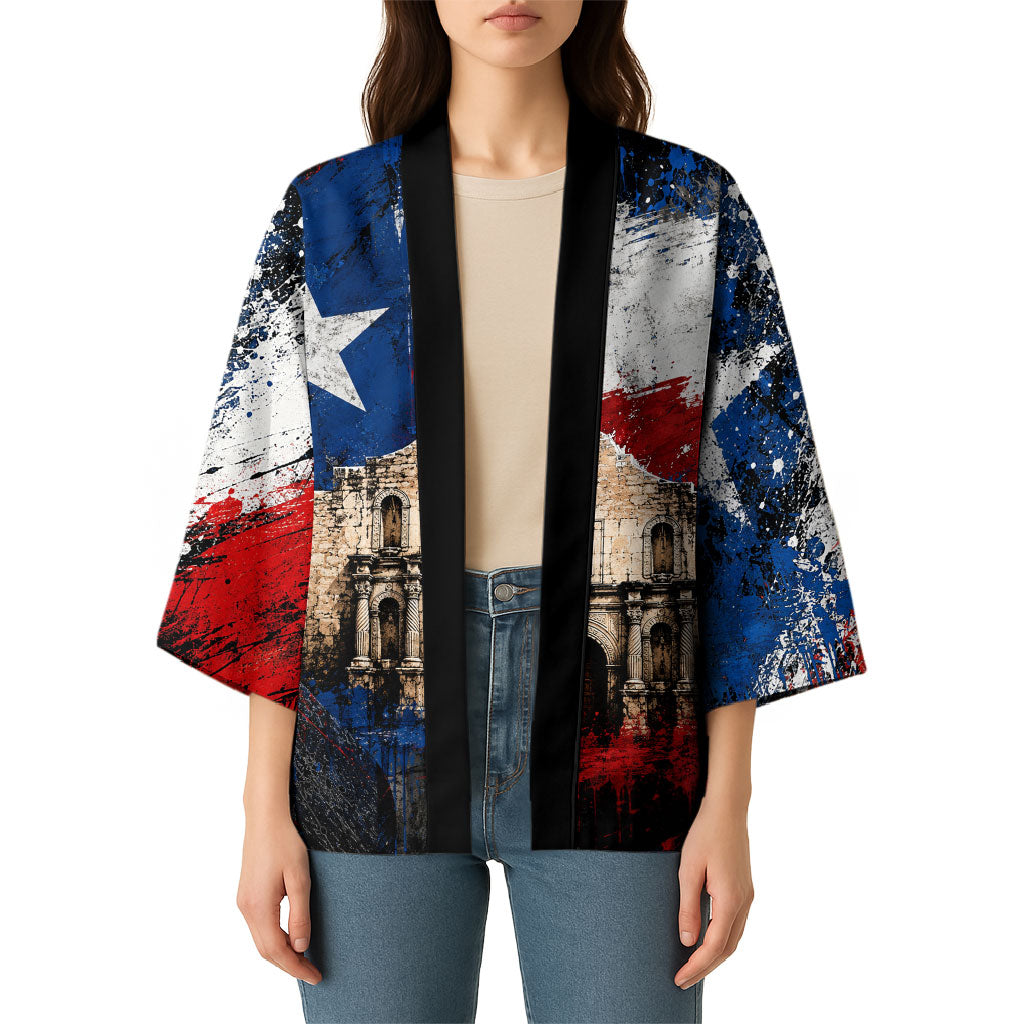 Texas Remember The Alamo Kimono Distressed Splatter Paint Texan Pride
