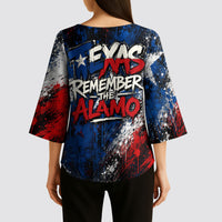 Texas Remember The Alamo Kimono Sleeve Blouse Distressed Splatter Paint Texan Pride