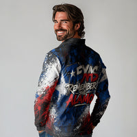 Texas Remember The Alamo Long Sleeve Polo Shirt Distressed Splatter Paint Texan Pride