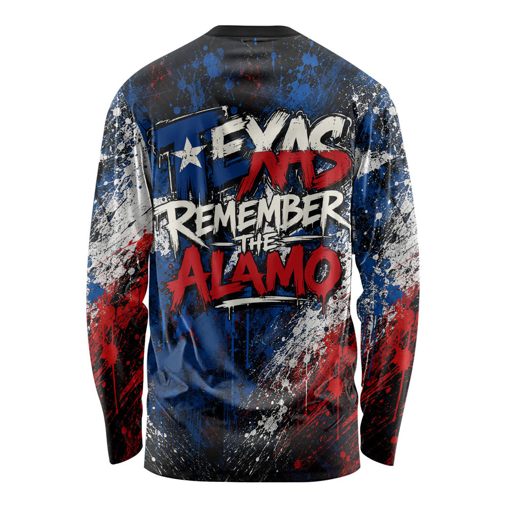 Texas Remember The Alamo Long Sleeve Shirt Distressed Splatter Paint Texan Pride