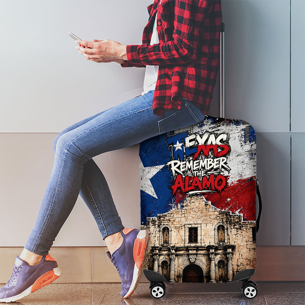 Texas Remember The Alamo Luggage Cover Distressed Splatter Paint Texan Pride