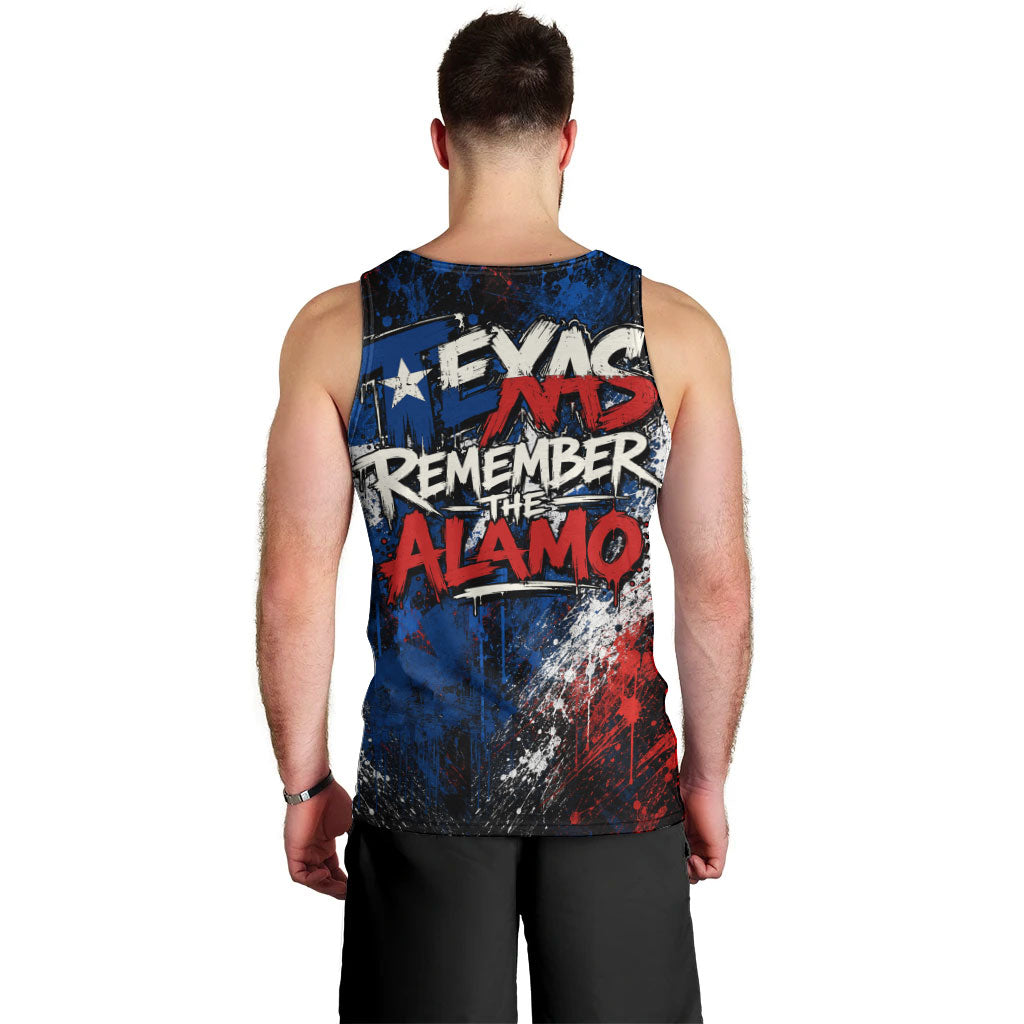 Texas Remember The Alamo Men Tank Top Distressed Splatter Paint Texan Pride