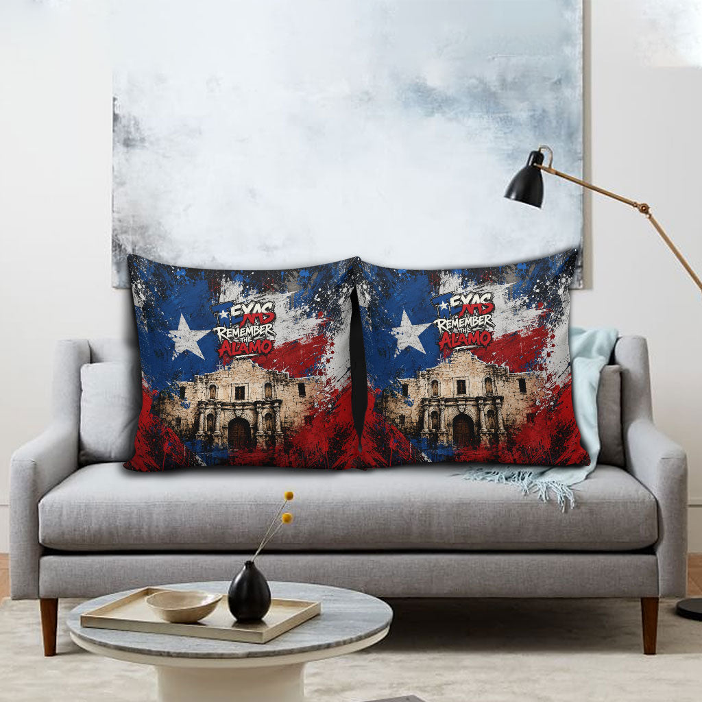 Texas Remember The Alamo Pillow Cover Distressed Splatter Paint Texan Pride