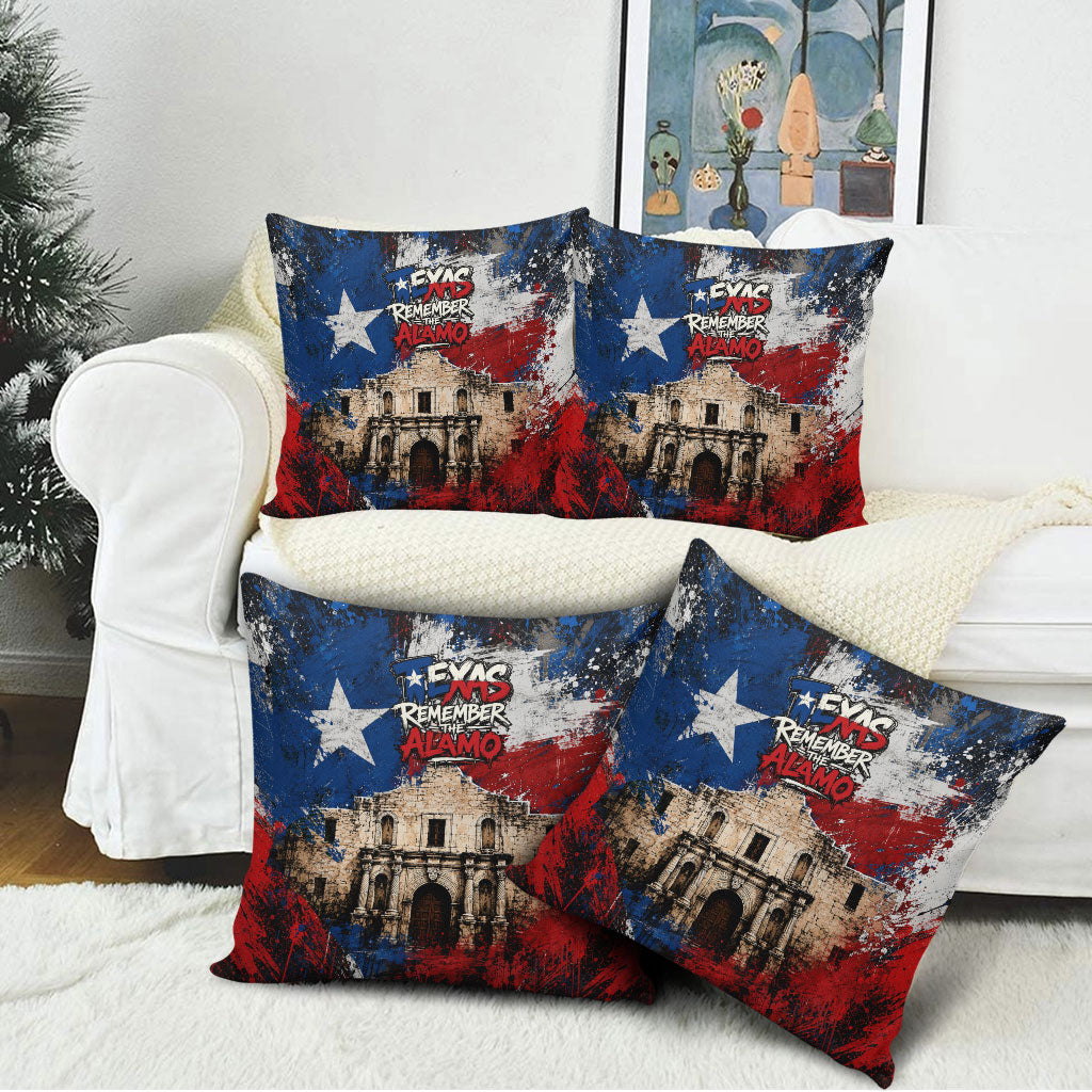 Texas Remember The Alamo Pillow Cover Distressed Splatter Paint Texan Pride
