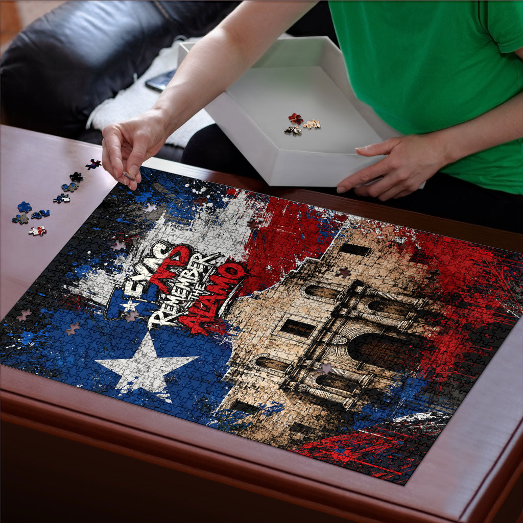 Texas Remember The Alamo Puzzle Distressed Splatter Paint Texan Pride
