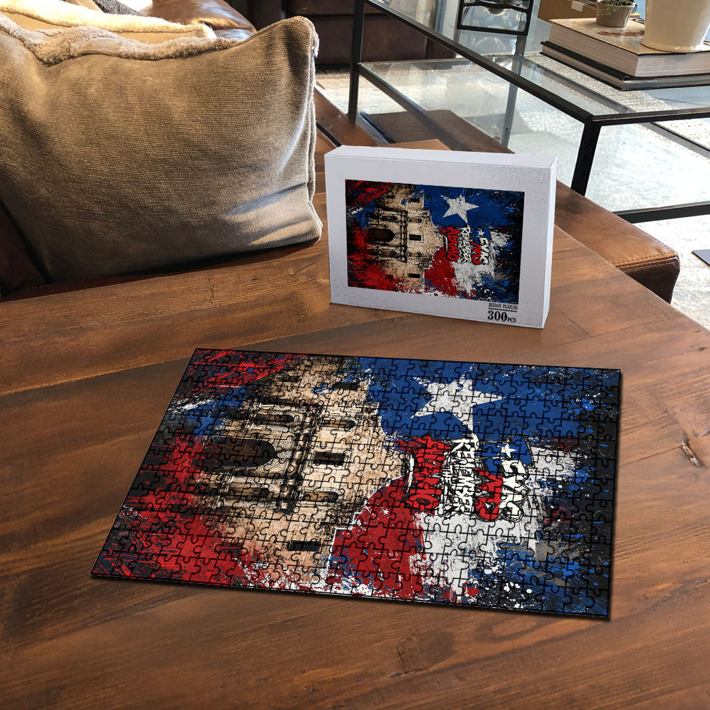 Texas Remember The Alamo Puzzle Distressed Splatter Paint Texan Pride