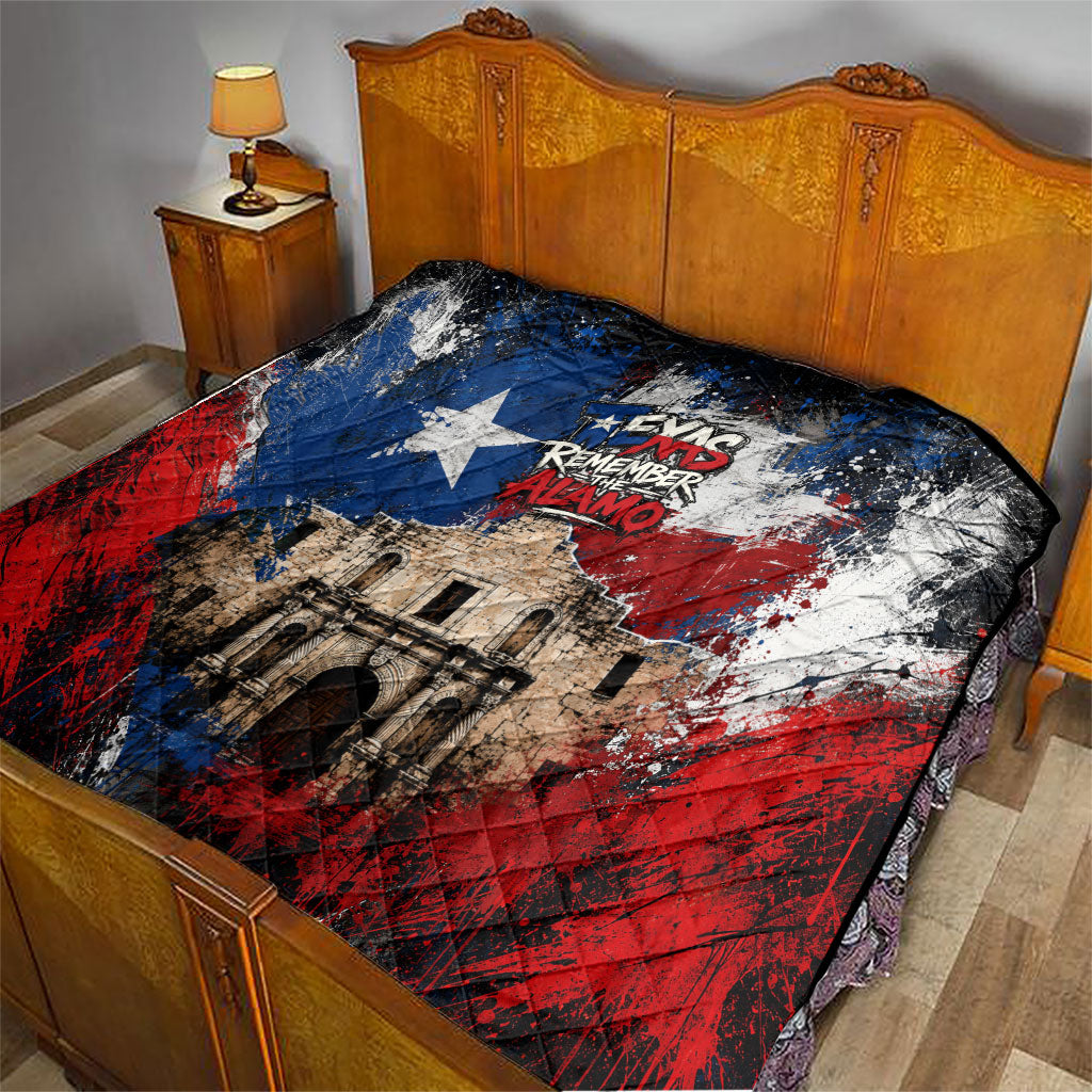 Texas Remember The Alamo Quilt Distressed Splatter Paint Texan Pride