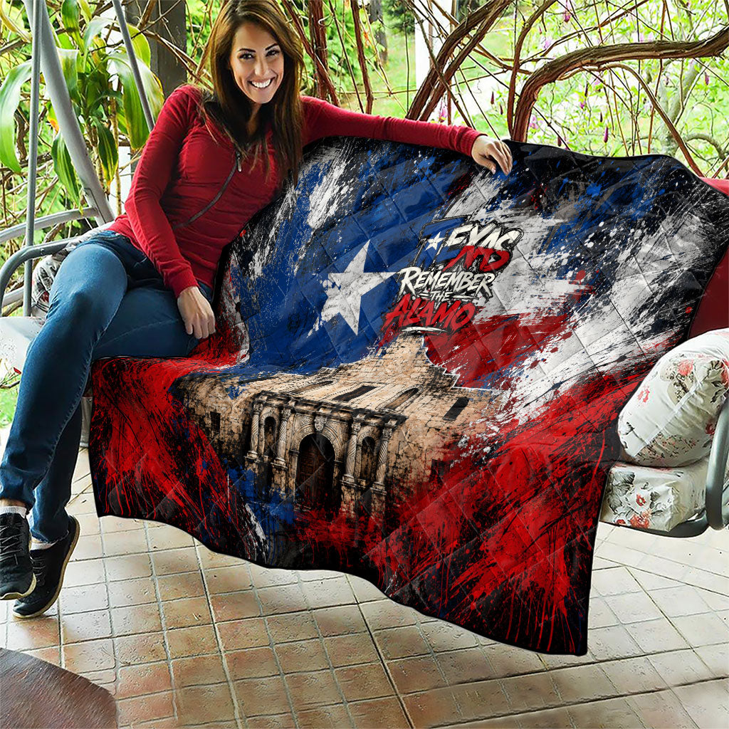 Texas Remember The Alamo Quilt Distressed Splatter Paint Texan Pride