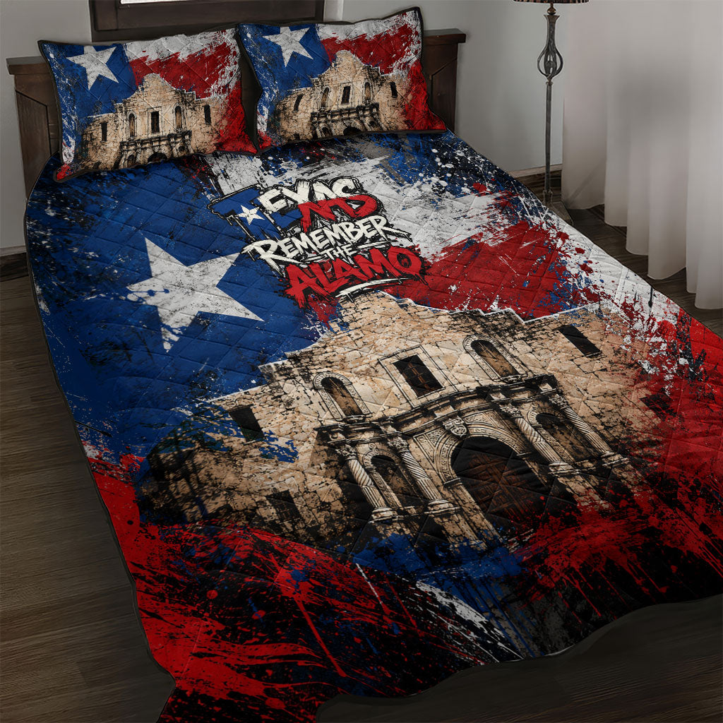 Texas Remember The Alamo Quilt Bed Set Distressed Splatter Paint Texan Pride