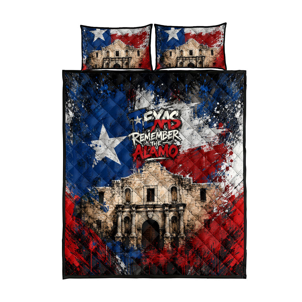 Texas Remember The Alamo Quilt Bed Set Distressed Splatter Paint Texan Pride