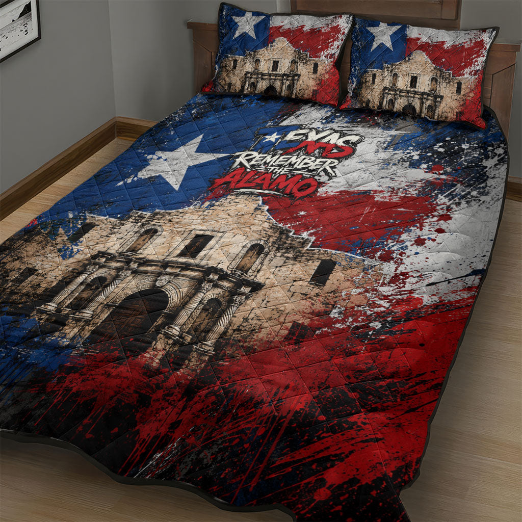 Texas Remember The Alamo Quilt Bed Set Distressed Splatter Paint Texan Pride