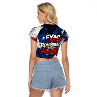 Texas Remember The Alamo Raglan Cropped T Shirt Distressed Splatter Paint Texan Pride