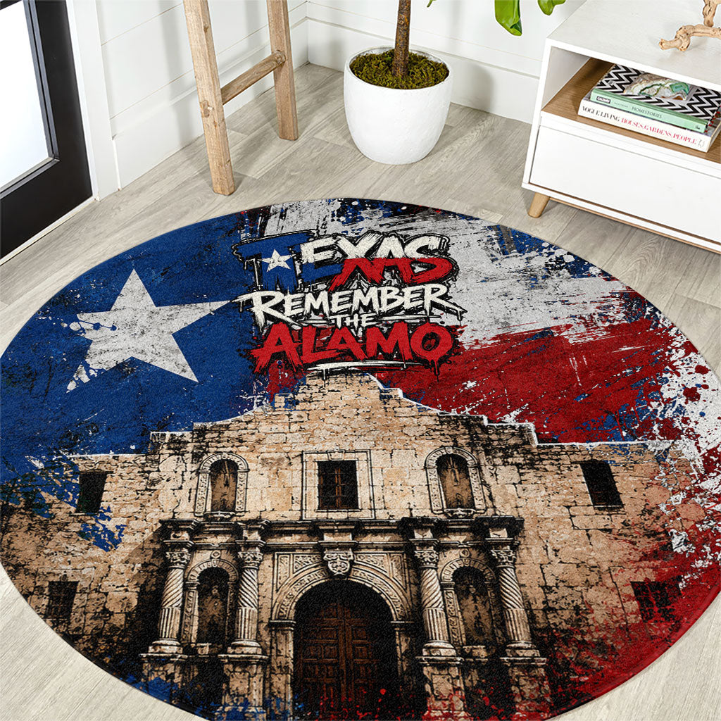 Texas Remember The Alamo Round Carpet Distressed Splatter Paint Texan Pride