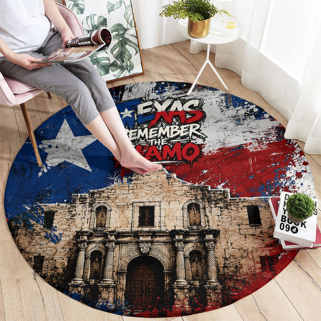 Texas Remember The Alamo Round Carpet Distressed Splatter Paint Texan Pride