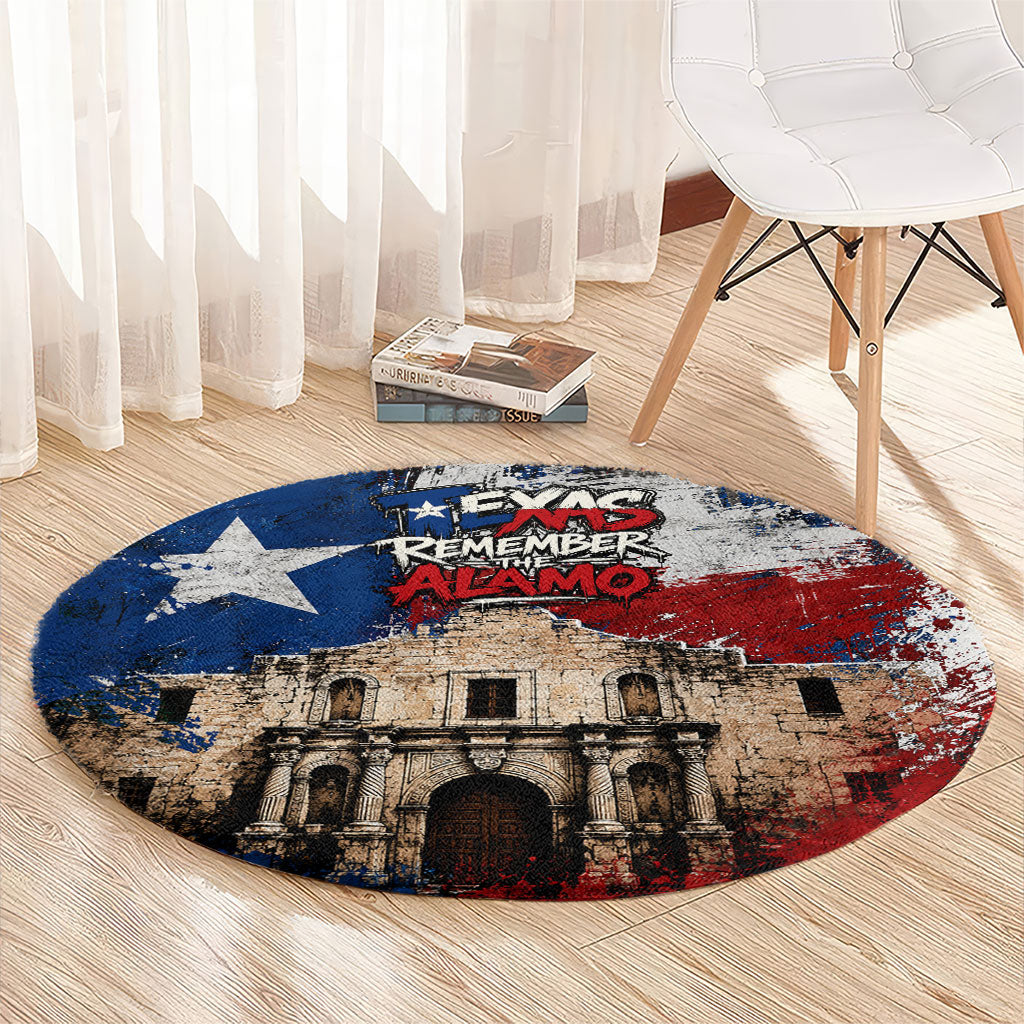 Texas Remember The Alamo Round Carpet Distressed Splatter Paint Texan Pride