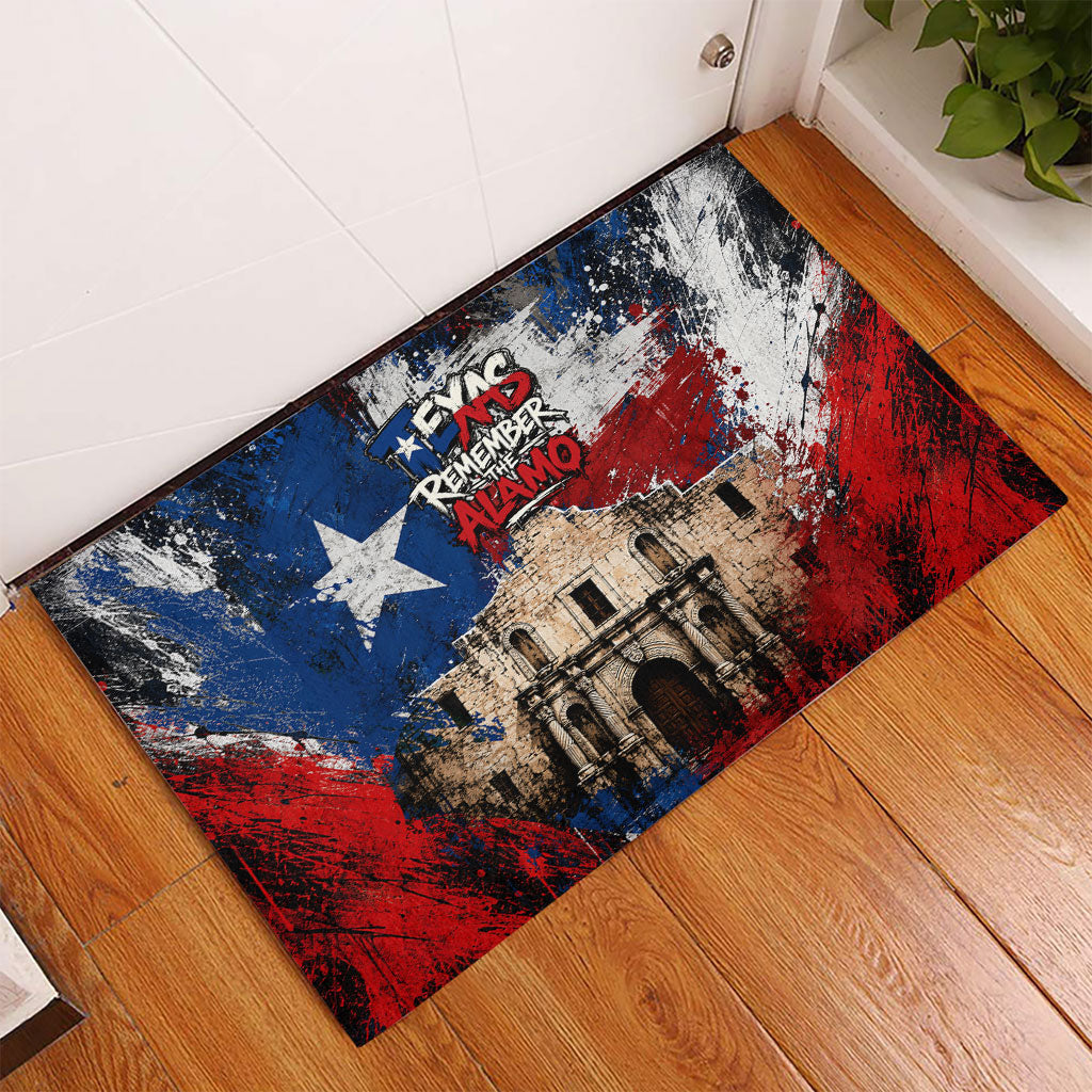 Texas Remember The Alamo Rubber Doormat Distressed Splatter Paint Texan Pride