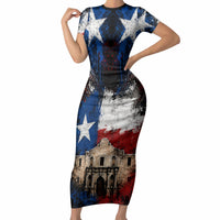 Texas Remember The Alamo Short Sleeve Bodycon Dress Distressed Splatter Paint Texan Pride