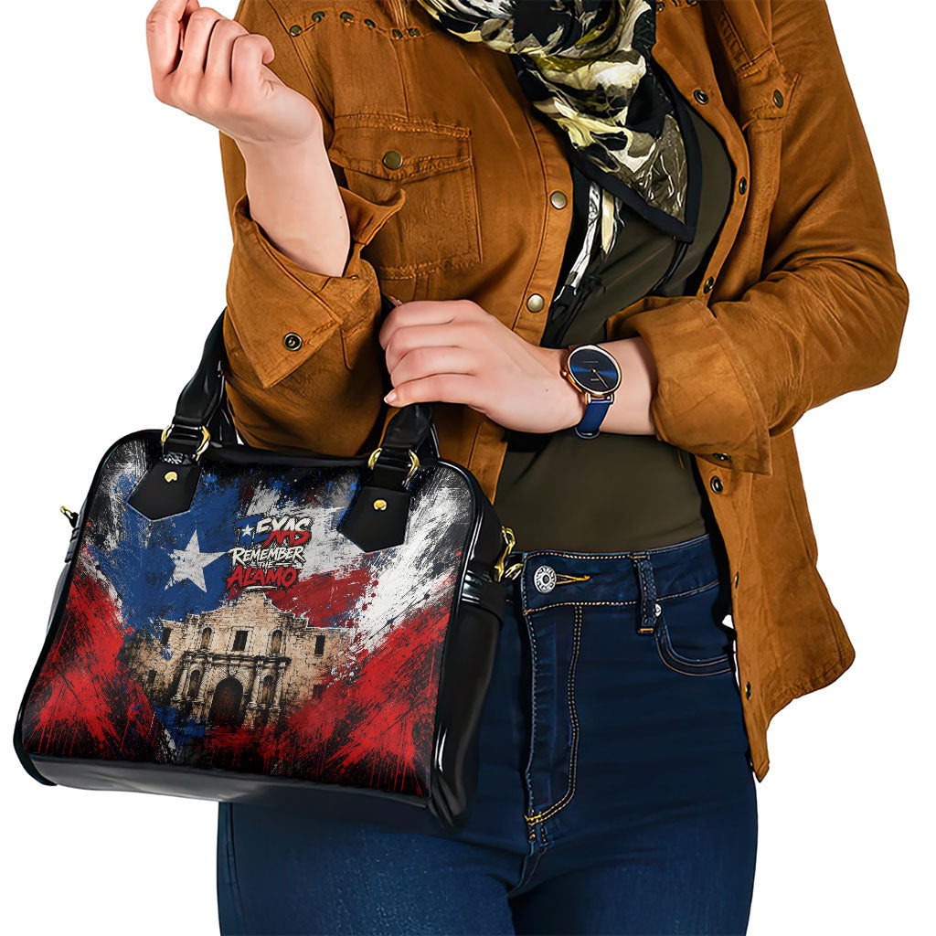 Texas Remember The Alamo Shoulder Handbag Distressed Splatter Paint Texan Pride